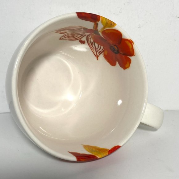 STARBUCKS Red Poppy Flowers Floral 2008 Coffee Tea Cup Mug Orange 12 oz - Picture 6 of 8